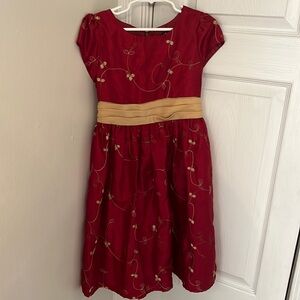 Gorgeous gold and deep red girls dress